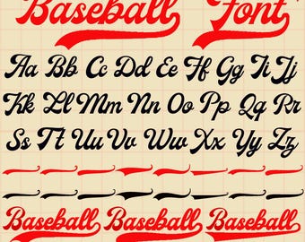 Baseball Font with Tails, Baseball Letters SVG, Baseball, Script Font, Softball Font, Baseball Logo, Silhouette, Cutting File for Cricut