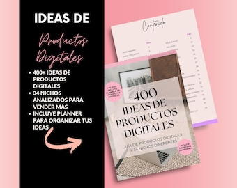 400+ Digital Product Ideas + Planner | Lead Magnet, PLR, MRR, Editable, Digital Business, Passive Income