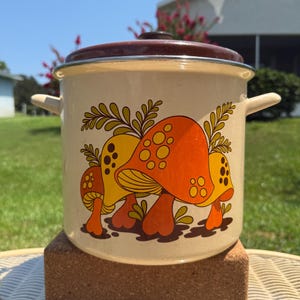 1970s Sears Merry Mushroom Enamel Pot