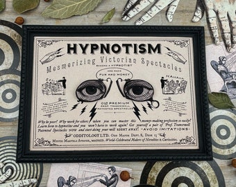 Vintage Eye Glasses Framed Print - Victorian Advertising Wall Decor - Ephemera Whimsical Spectacles Illustration - Hypnotism Home Gift