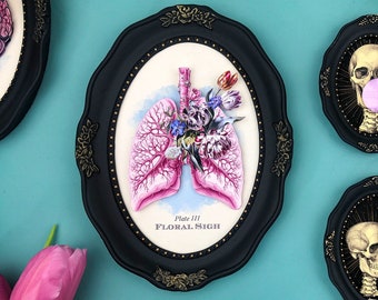 Anatomy Art Print - Lungs with Flowers Collage - Human Anatomy Artwork - Lungs Wall Hanging - Oddities and Curiosities