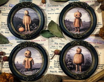 Victorian Pumpkin Framed Art - BUNDLE Wall Decor - Small Framed Gothic Prints - Dark Academia Wall Hangings