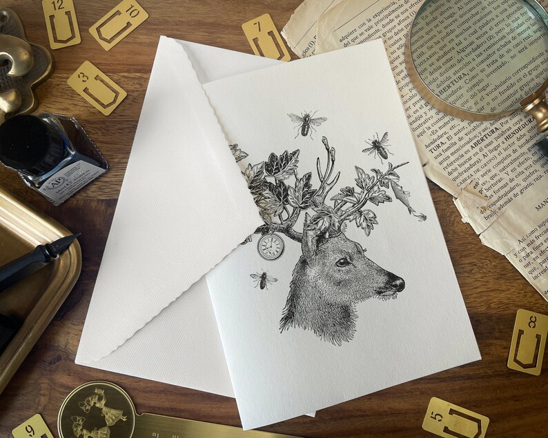 Ephemera Junk Journal DOWNLOADABLE Deer Stag Vintage Set Printable Card, Tags, Cards, Envelope Gift AND Bookmark image 7