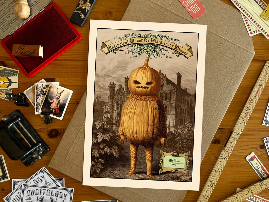 Vintage Halloween Pumpkin Print, Jack O Lantern Wall Art for Gothic Art ...