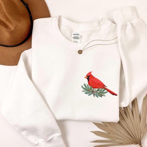 Cardinal Sweatshirt, Christmas Red Jumper, Holiday Pullover, Winter Bird Sweater, Nature Lover Gift, Bird Sweatshirt, Bird Shirt, Cardinal