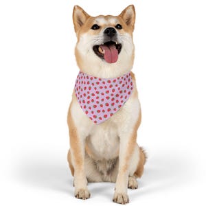 Strawberry Pattern Bandana Collar, Dog Bandana, Dog Collar, Pet Bandana, Strawberry Dog Bandana, Strawberry Bandana, Summer Dog Bandana