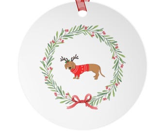 Dachshund Ornament, Dog Lover Gift, Christmas Tree Decor, Holiday Decoration, Pet Ornament, Dog Christmas Ornament, Doxie Ornament, Pet Gift