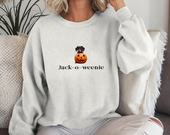 Dachshund Jack-o-lantern Sweatshirt, Halloween Crewneck Jumper, Halloween dachshund sweatshirt, Jack O Weenie, Dachshund Sweatshirt, Doxie