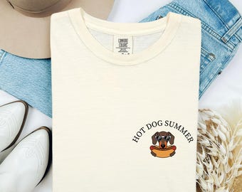 Hot Dog Summer T-Shirt, Dachshund T-Shirt, Wiener Dog T-Shirt, Dachshund Lover Gift, Hot Dog Graphic Tee, Dachshund Tee, Dachshund Mom