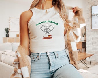 Doxies und Pickleball Tank Top, lustiges Hundeshirt, Dackel Tank, Pickleball Tank, Pickleball Shirt, Dackel Mama, Hund Mama Shirt, Dackel Hund