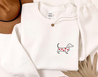 Bluza z okrągłym dekoltem w kształcie serca jamnika, prezent dla miłośnika psów