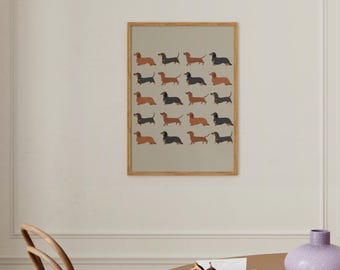 Dackel Digitale Kunst, Dackel-Dekor, Dackel, Dackel Hundekunst, Ästhetische Wandkunst, Digitale Wandkunst, Hundemutter Geschenke, Hundeliebhaber Geschenke