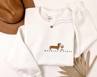 Dachshund and Martini Sweatshirt, Weenie and Martini, Funny Wiener Dog Top, Cute Dachshund Sweater, Dachshund Sweatshirt, Espresso Martini
