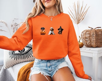 Halloween Dachshund Sweatshirt, Dog Lover Gift, Fall Crewneck Jumper, Spooky Wiener Dog Top, Autumn Apparel, Festive Halloween Clothing