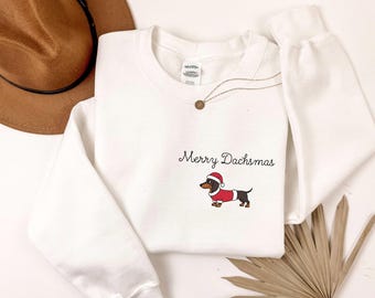 Christmas Dachshund Sweatshirt, Holiday Weiner Dog Pullover, Christmas Dog sweatshirt, Festive Doxie Crewneck, Dachshund Xmas Sweatshirt