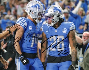 Signed Amon-Ra St. Brown & Jahmyr Gibbs 8 x 10 Photo Detroit Lions
