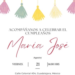 Mexican fiesta invitation. Invitacion de cumpleaños editable. Editable invitation template. Tarjeta de invitacion editable.