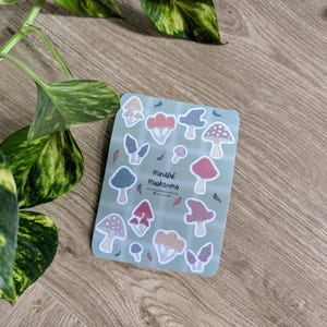 Feuille d'autocollants « Pleine conscience » sur les champignons | Stickers mats en vinyle premium | Pour les journaux et les agendas
