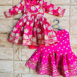 Kids Girls Sharara Kurti with Duppata - Indian Ethnic wear