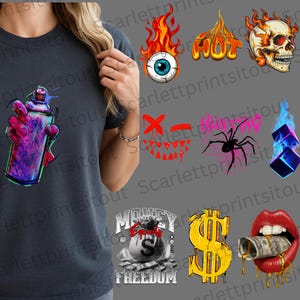 10 Urban, Graffiti, PNG Shirt Designs, Digital, Download, Streetwear, Printable, Graphic Tee.