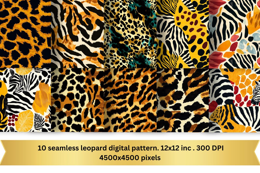 Leopard Print Seamless Patterns: Animal Fabric Art (digital Download ...