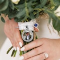 Personalized Wedding Bouquet Photo Charm – Custom Keepsake to Honor Loved Ones, Remember Special Moments, Something Blue for Bride