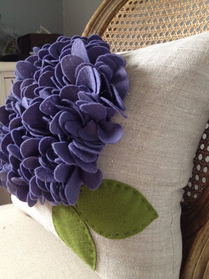 Purple Ruffle Flower Pillow in Eggplant Purple on Oatmeal Etsy
