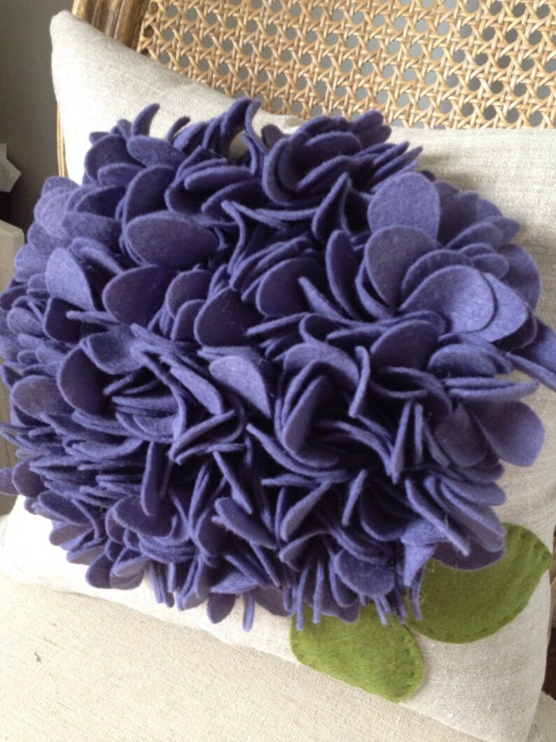 Purple Ruffle Flower Pillow in Eggplant Purple on Oatmeal Etsy