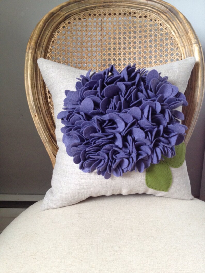 Purple Ruffle Flower Pillow in Eggplant Purple on Oatmeal Etsy