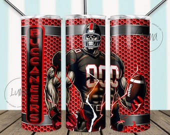 20oz Skinny Tumbler Wrap / Design Tumbler da football / Tumbler da 20oz Skinny Tumbler Tumbler digitale a sublimazione / Tumbler da 20oz Skinny PNG