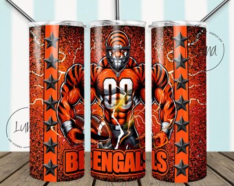 Bengal 20oz Skinny Tumbler Wrap | Football Tumbler Design | 20oz Skinny Tumbler Sublimation Tumbler Digital | 20oz Skinny Tumbler PNG