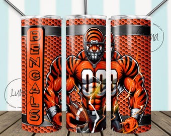Bengal 20oz Skinny Tumbler Wrap | Football Tumbler Design | 20oz Skinny Tumbler Sublimation Tumbler Digital | 20oz Skinny Tumbler PNG