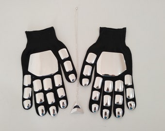 Pair of Daft Punk Guy Manuel Thomas Bangalter Chrome Mirror Gloves