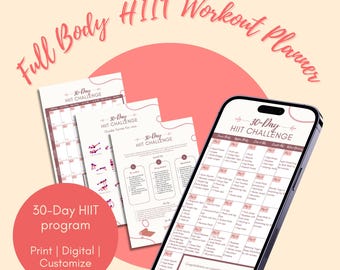 30 Tage Ganzkörper HIIT Trainingsprogramm Keine Geräte Trainingsplan Frauen, Heimfitness Herausforderung Gewichtsverlust Digitaler PDF Trainingsplan Printable