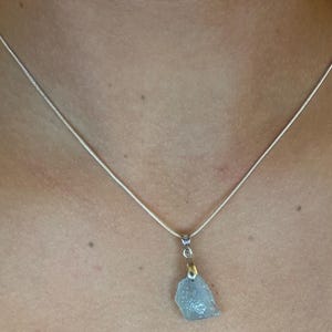 Stunning Raw Aquamarine Crystal  Necklace - Sterling Silver - March gemstone birth stone