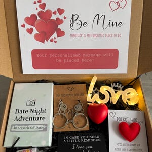 Caja de regalo de San Valentín personalizada / Caja divertida de San Valentín / Regalo Be My Valentine, Juego de regalo I Love you, juego de regalo de San Valentín, juego de regalo romántico