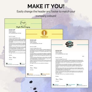 Plantilla de membrete / Membrete profesional, moderno y colorido / Microsoft Word / Pequeñas empresas / Personalizable e imprimible