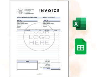 Invoice Template and Receipt Template Bundle | Modern, Editable, Customizable, and Printable Small Business Invoice and Receipt Templates