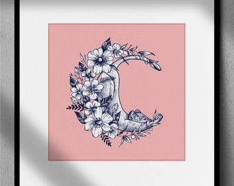 C es para Gato - Ilustración impresa