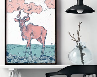 Kudu nublado - Impresión de ilustración