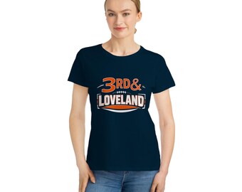 Camiseta 3rd & Loveland / Letras deportivas vintage, logotipo naranja del equipo