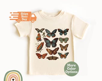 Vintage Butterfly & Moth Shirt, Cottagecore Aesthetic Butterfly Kids T-Shirt, Gift For Kids, Nature Lover Kids Shirt, Botanical Baby Onesie®