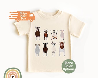 Funny Goat Unisex T Shirt Cute Farm Animal Graphic Tee for Goat Lover Kids and Adults