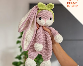 Crochet bunny snuggler lovey