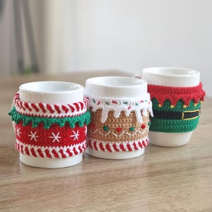 Christmas Crochet Mug Cozy Pattern Bundle – Gingerbread, Jingle Bells, and Snowflake Designs, Festive Holiday DIY Gift Tutorials