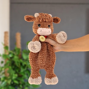 Crochet highland cow snuggler lovey pattern