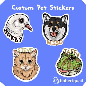 Adesivo personalizado com retrato de animal de estimação por encomenda | Personalizado | Desenhado à mão | Qualquer animal!