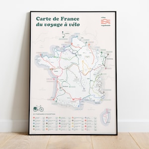 Affiche France à vélo - Les 25 plus beaux itinéraires cyclables - Cadeau cycliste