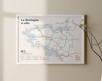 Brittany by bike poster - The most beautiful cycle routes - Cycling gift