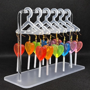 Sparkle Heart Lollipop Dangle Earrings